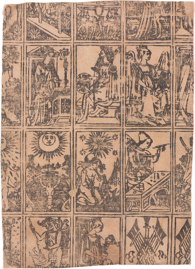 A cheaply printed Tarot deck from around 1500 in Milan